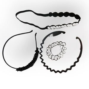 Collection of 3 Black Headbands and a Bracelet